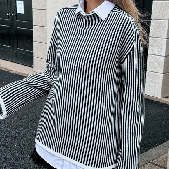 Casual Women's Thin Striped Raglan Sleeve knit sweater - Picture 6 of 6